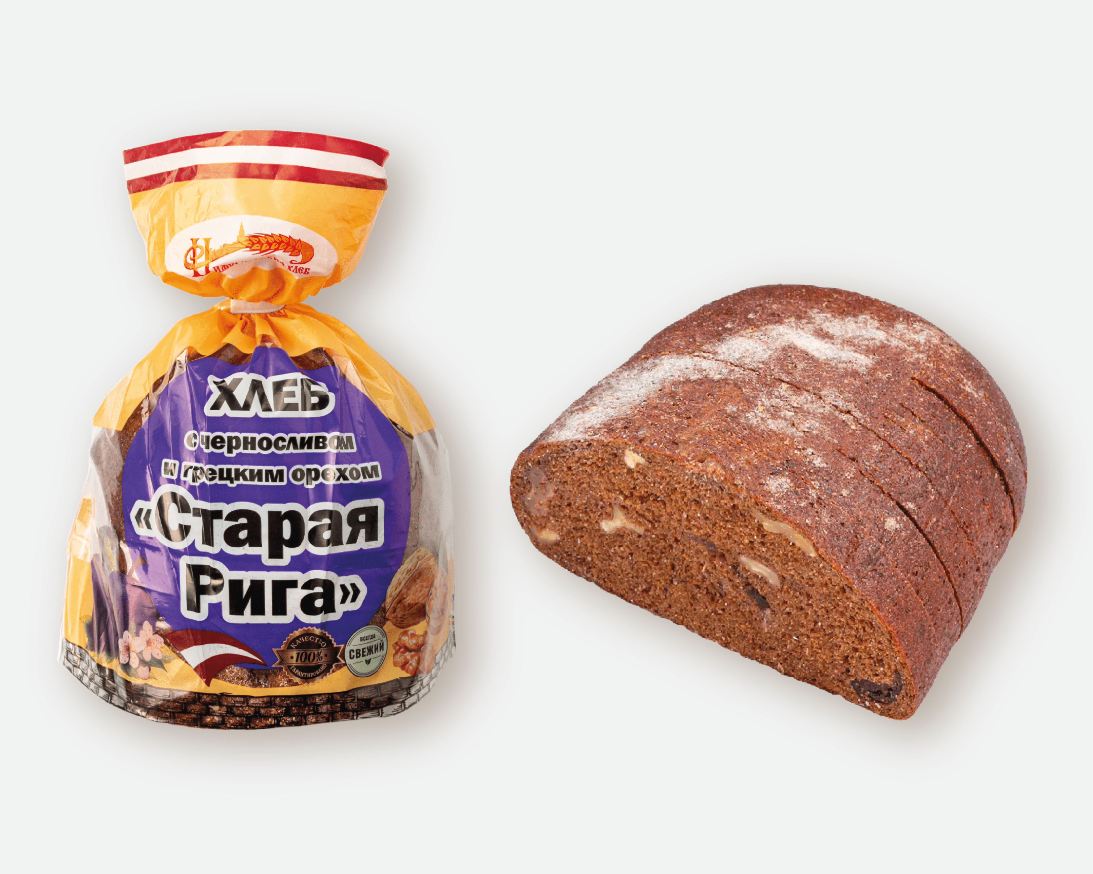 Хлеб «Старая Рига» с черносливом и грецким орехом  (нарезанная часть изделия)